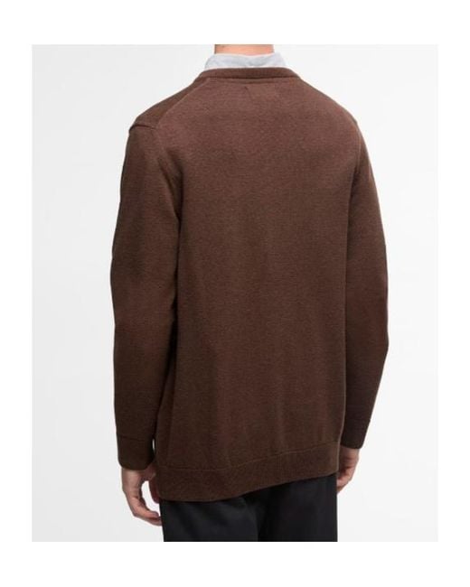 Barbour Brown Long-Sleeved Crew Neck Knit Sweater for men