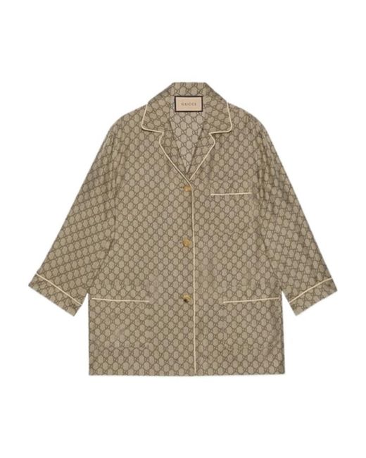 Gucci Natural Gg Supreme Printed Shirt