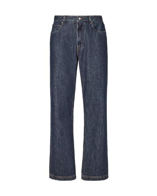 Fendi Blue Straight-Cut Long Jeans for men