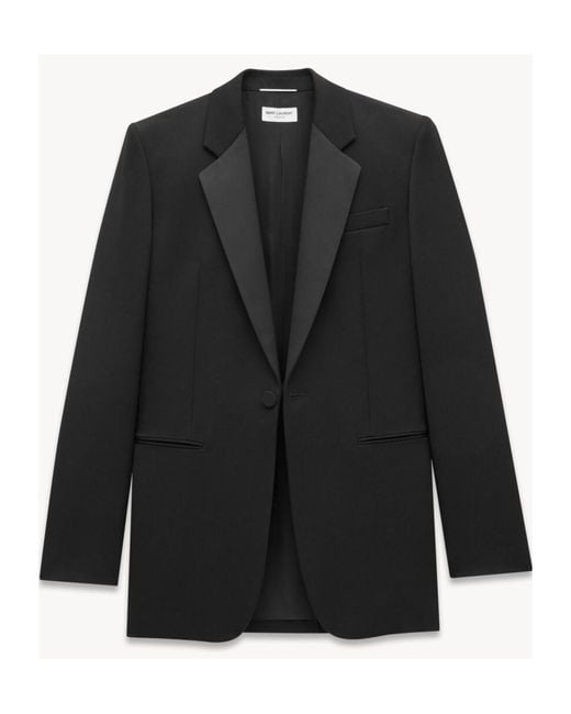 Saint Laurent Black Classic Long-Sleeve Tuxedo Blazer for men