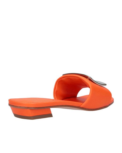 Roger Vivier Orange Logo-Engraved Open-Toe Mules