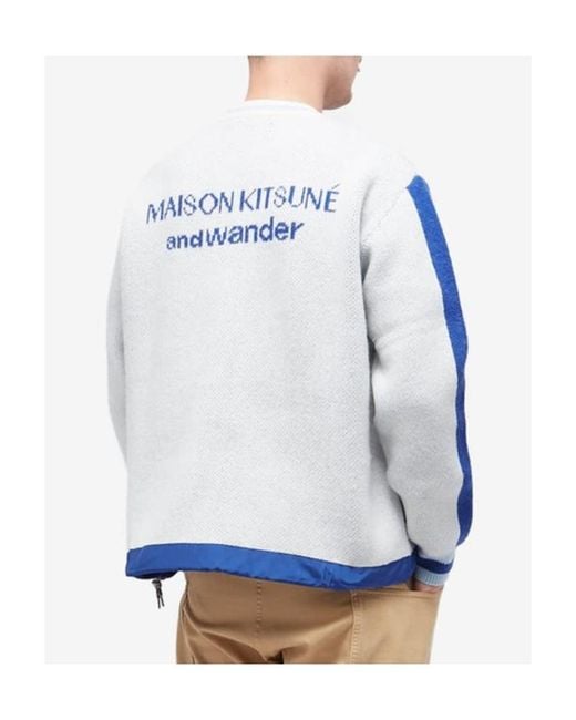 Maison Kitsuné Blue X And Wander Logo-Intarsia Jumper