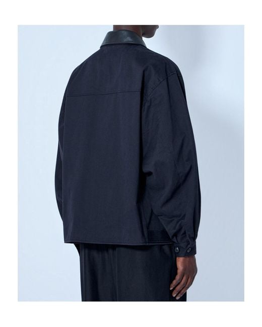 Ssstein Blue Sulfur Dyed Brush Chino Zip Jacket for men