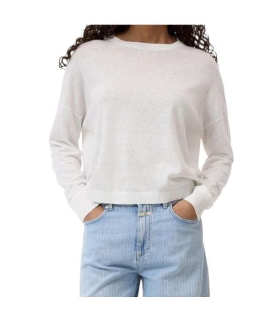 Closed White Crew-Neck Long-Sleeves Sweatshirt