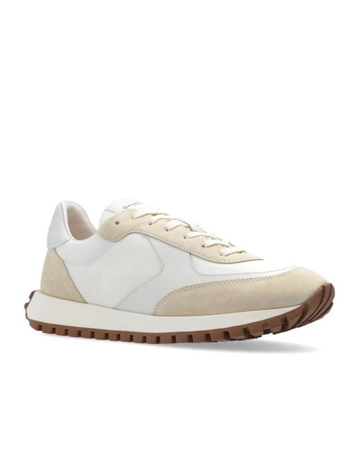 Gianvito Rossi White Gravel Panelled Lace-Up Sneakers