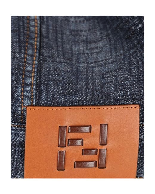 Fendi Blue Ff Cropped Denim Jacket