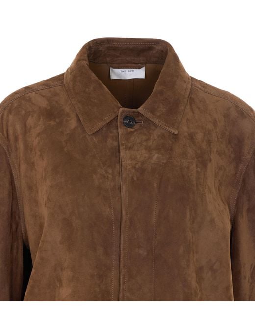 The Row Brown Long-Sleeve Leather Jacket for men