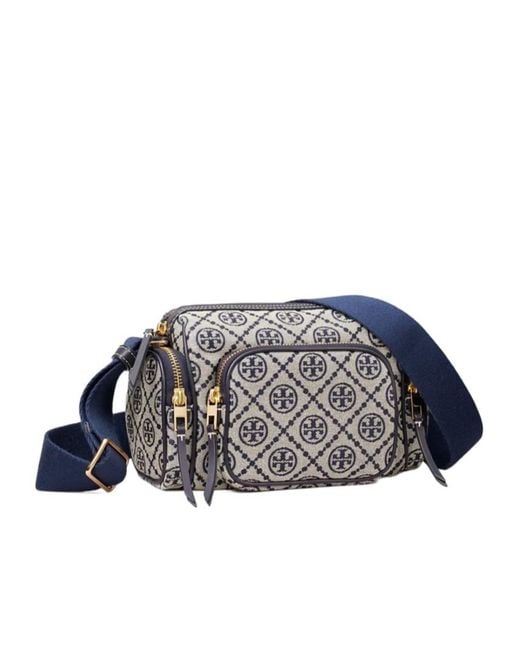 Tory Burch Blue Logo-Print Shoulder Bag