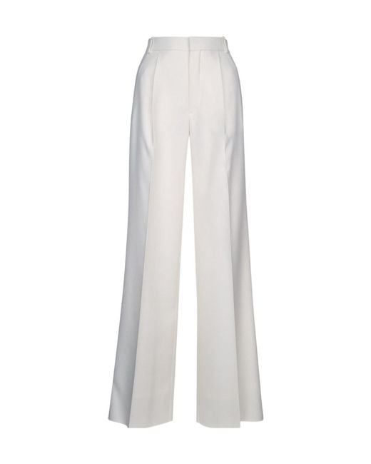 Dior White Christian Pleat Detailed Flared Trousers