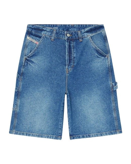 DIESEL Blue Mid-Length Denim Shorts for men