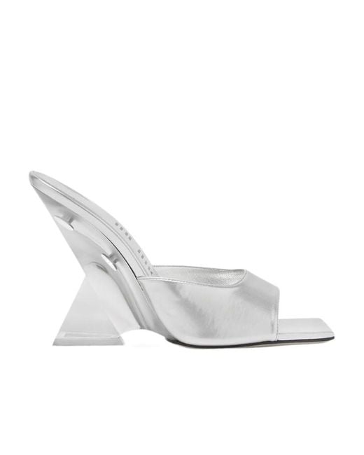 The Attico White The Cheope Sequin Embellished Mules