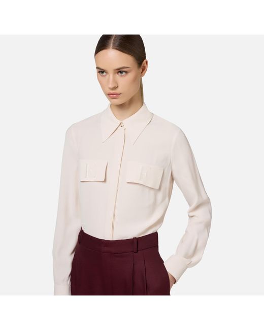 Elisabetta Franchi Pink Logo-Embroidered Georgette Shirt