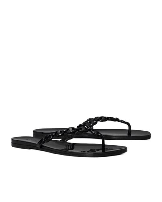 Tory Burch White Chain Thong Flat Sandals