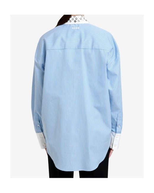 MSGM Blue Striped Shirt