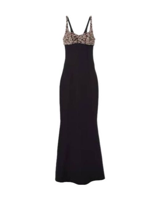 Safiyaa Black Crystal-Embellished Gown