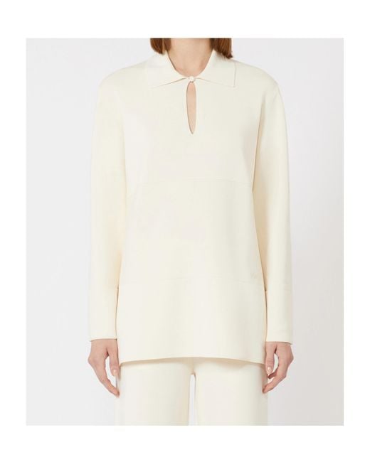Max Mara White Long-Sleeve Polo Top