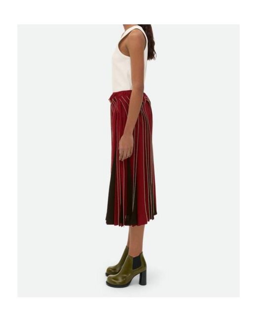 Bottega Veneta Red Viscose Frill Skirt