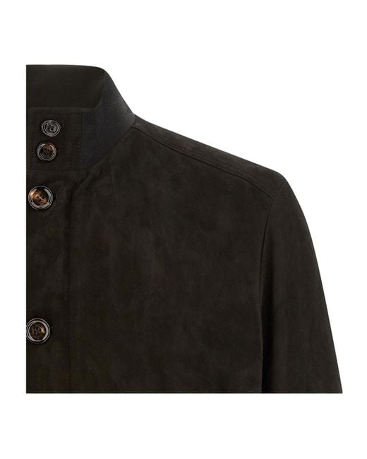 Moorer Black Carlos Buttoned Bomber Jacket for men