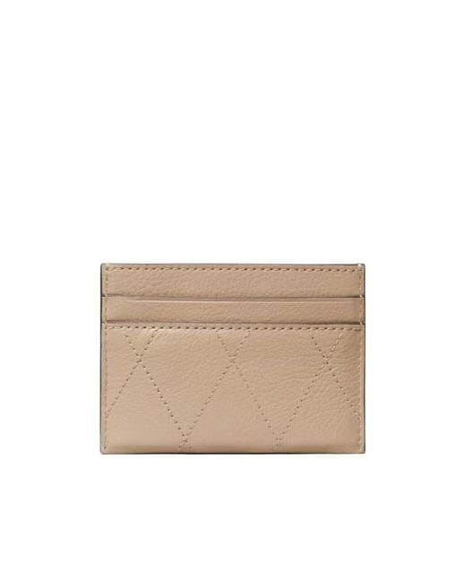 Tory Burch Natural Charlie Quilted Card Case