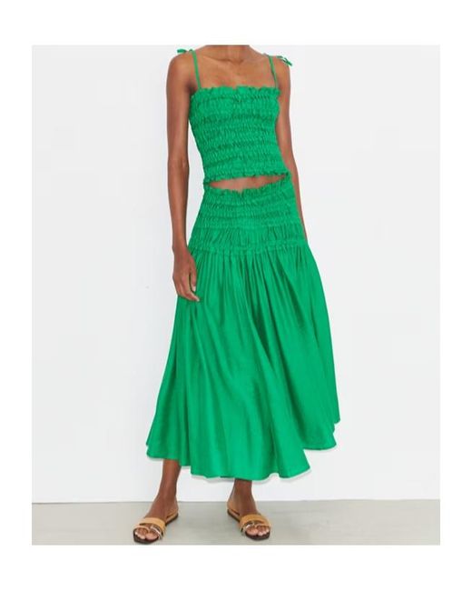 Tory Burch Green Ruched Strap Top