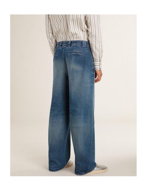 Golden Goose Deluxe Brand Blue Straight-Leg Distressed Jeans for men