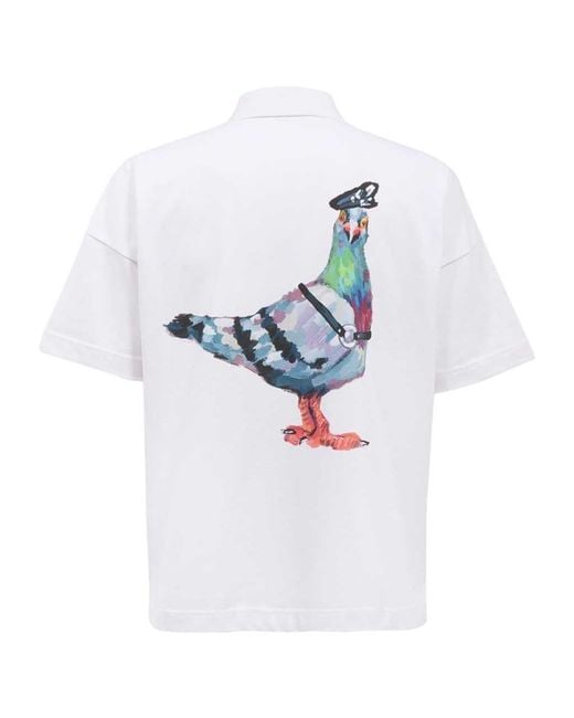 J.W. Anderson White Logo-Print Cotton Polo Shirt for men