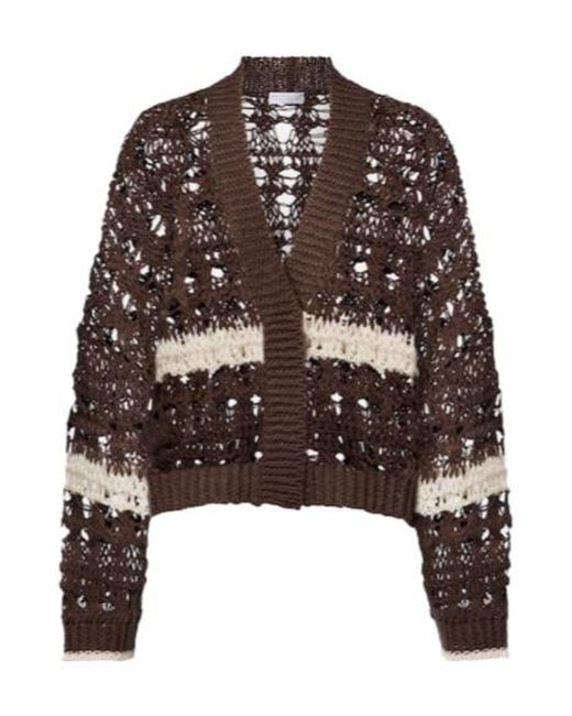 Brunello Cucinelli Brown Open-Knit Jute And Cotton-Blend Cardigan