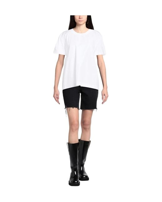 Max Mara White Solid Color Short-Sleeve T-Shirt