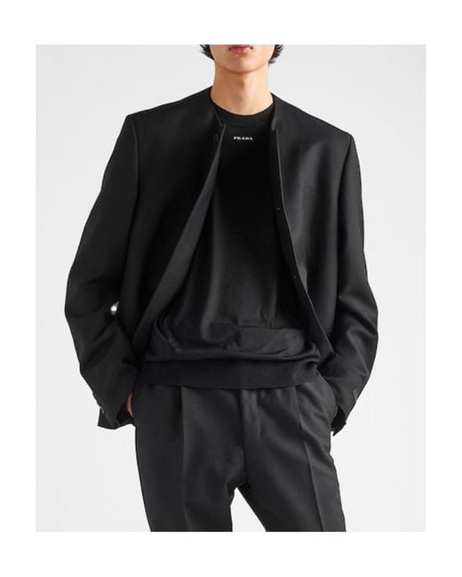 Prada Black Superfine Wool Sweater for men