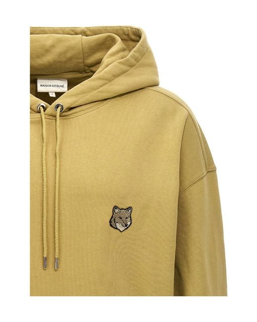 Maison Kitsuné Green Maison Kitsuné Bold Fox Head Patch Drawstring Hoodie for men