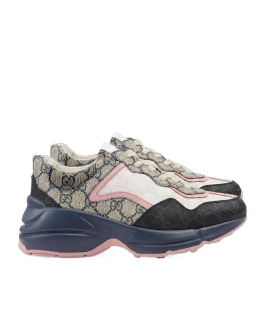 Gucci Blue Gg Supreme Rhyton Sneakers