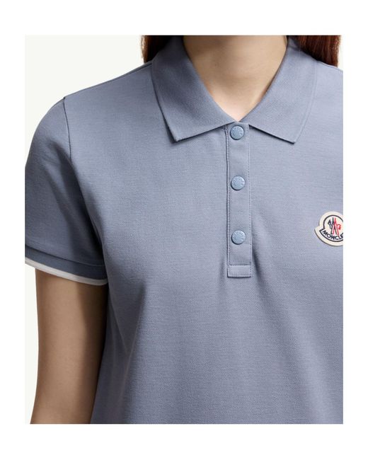Moncler Blue Logo Patch Cotton Piquet Polo Shirt