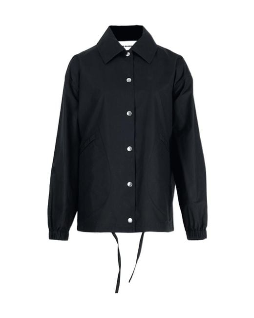 Jil Sander Blue Logo-Printed Drawstring Shirt Jacket