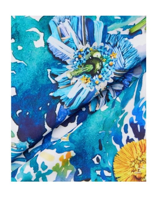 Mary Katrantzou Blue One-Shoulder Printed Swimsuit
