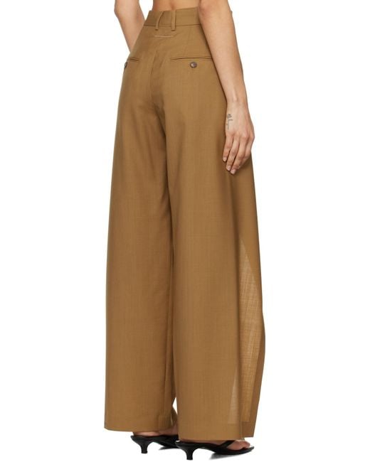MM6 by Maison Margiela Natural Tie-Fastened Flared Trousers