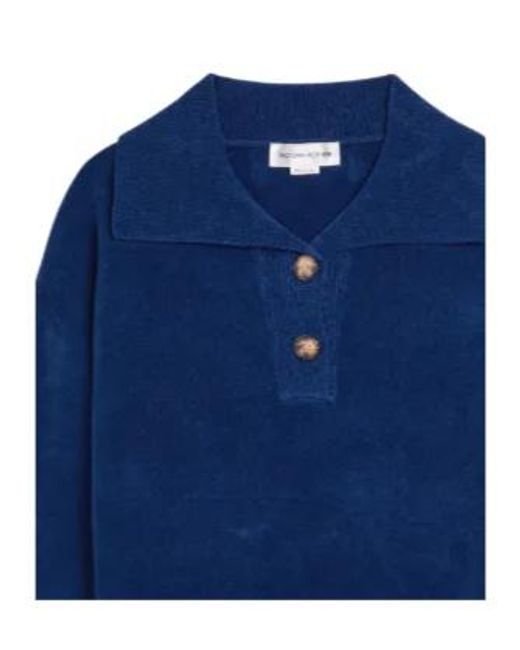 Victoria Beckham Blue Long-Sleeves Polo Shirt