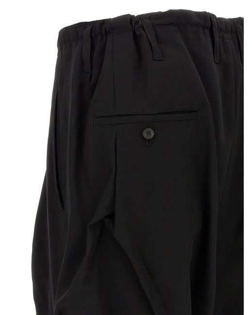 Yohji Yamamoto Black 'Tuck Pants' Pants for men