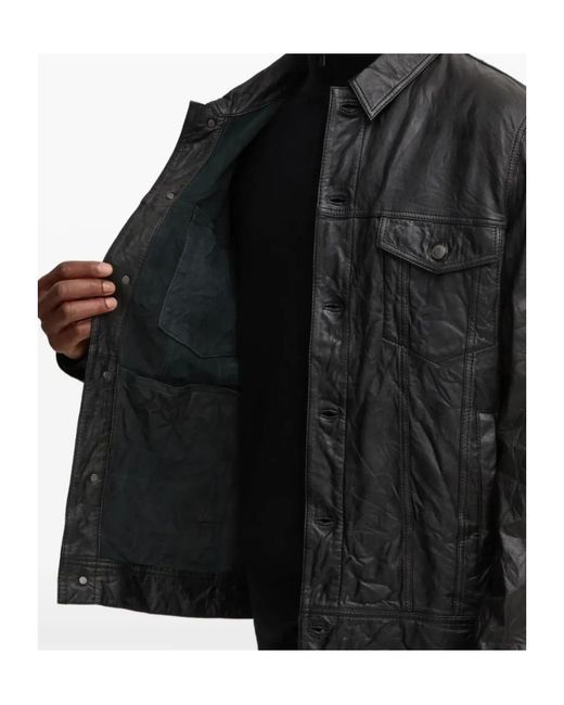 Zadig & Voltaire Black Leather Button-Fastening Jacket for men