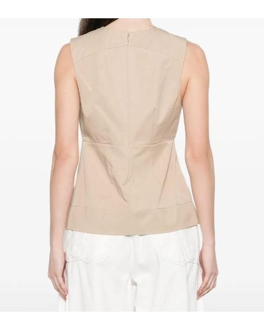 Vince Natural Pleated Sleeveless Top