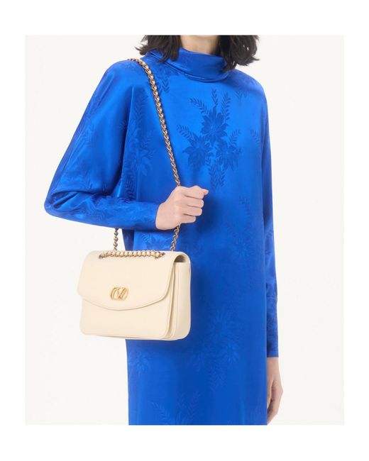 Valentino Blue Floral Jacquard Midi Dress