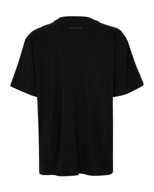 MM6 by Maison Margiela Black Regular Fit Logo T-Shirt for men