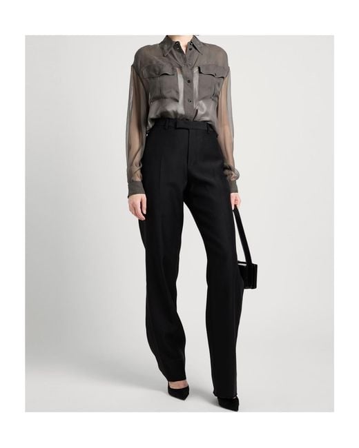 Saint Laurent Gray Crepe Long-Sleeved Shirt