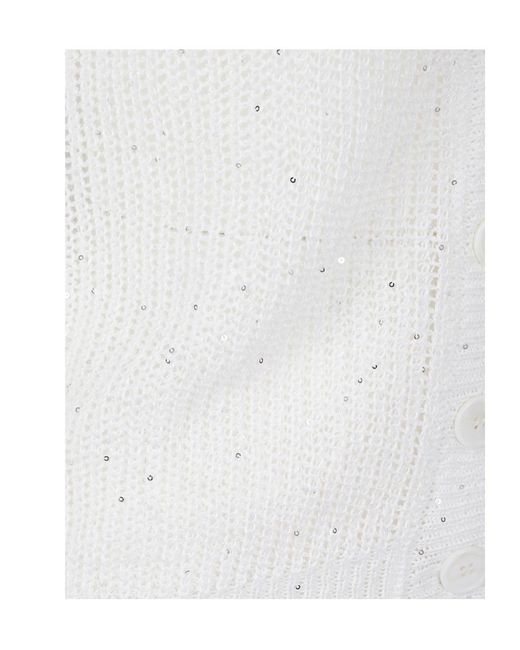 Peserico White Sequinned Short-Sleeve Cardigan