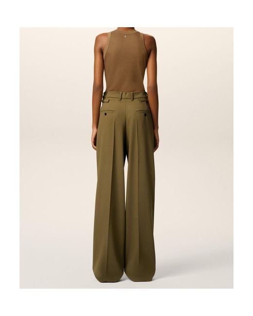 AMI Green Pleated Tab Pants