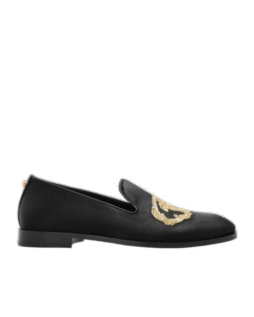 Versace Black Embroidered Architectural Baroque Slippers for men