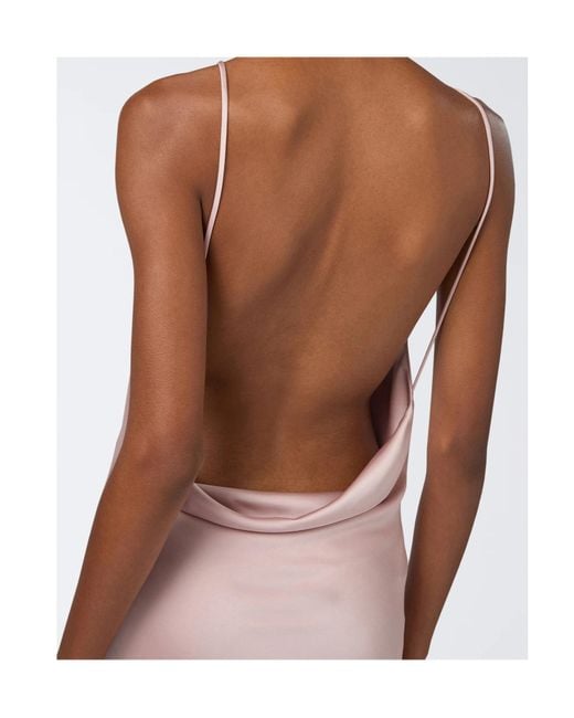 ANDAMANE Pink Vera Cowl-Neck Side-Slit Maxi Dress