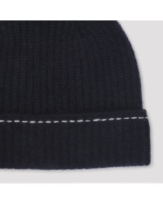 Kiton Blue Ribbed Cuff Beanie Hat for men