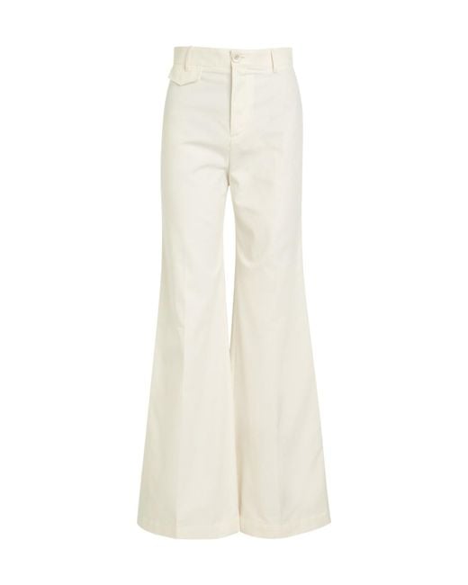 Chloé White Flared-Leg Canvas Trousers