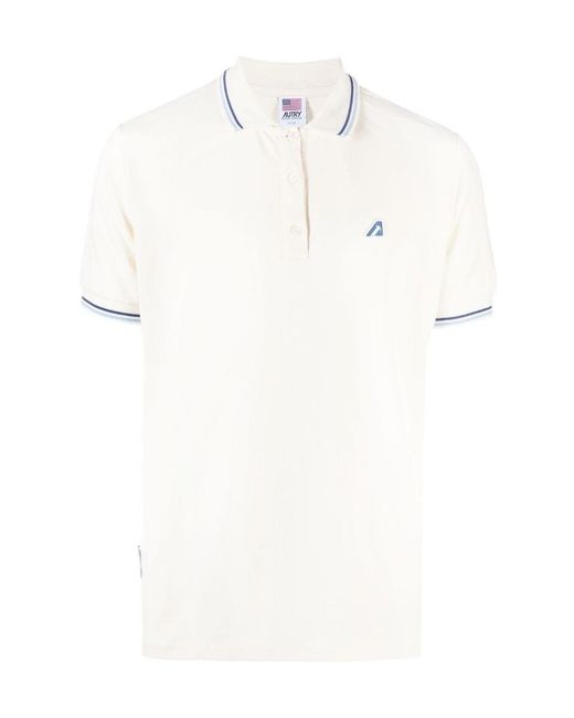 Autry White Logo Patch Short-Sleeved Polo Shirt for men