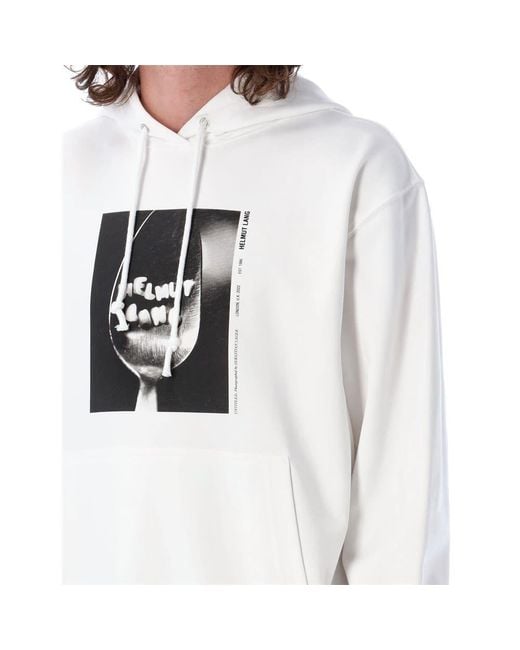 Helmut Lang White Hooded Sweater for men